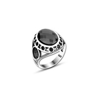 925 Silver Black Zircon Stone Ring For Men