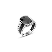 925 Silver Black Zircon Stone Ring For Men