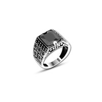 925 Silver Black Zircon Stone Ring For Men