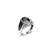 925 Silver Black Zircon Stone Ring For Men