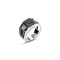 925 Silver Black Zircon Stone Ring For Men