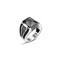 925 Silver Black Zircon Stone Ring For Men