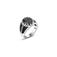 925 Silver Black Zircon Stone Ring For Men