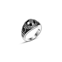 925 Silver Black Zircon Stone Ring For Men