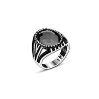 925 Silver Black Zircon Stone Ring For Men