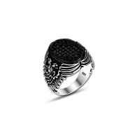 925 Silver Black Zircon Stone Ring For Men