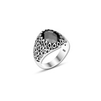 925 Silver Black Zircon Stone Ring For Men