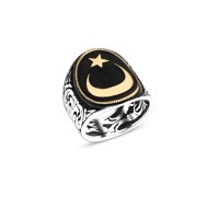 925 Silver Moon and Star Ring For Men 