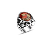 925 Silver Turk Moon and Star Men Ring