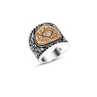 925 Silver Solomon Seal Adjustible Ring For Men 