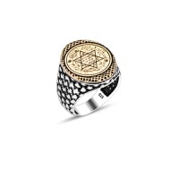 925 Silver Solomon Seal Ring For Men 