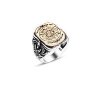 925 Silver Solomon Seal Ring For Men 