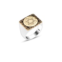 925 Silver Solomon Seal Ring For Men 