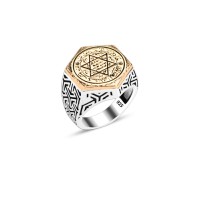 925 Silver Solomon Seal Ring For Men 