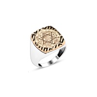 925 Silver Solomon Seal Ring For Men 