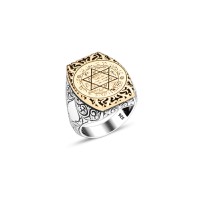 925 Silver Solomon Seal Ring For Men 