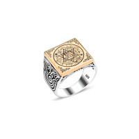 925 Silver Solomon Seal Ring For Men 