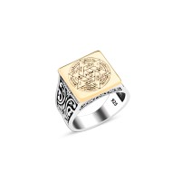 925 Silver Solomon Seal Ring For Men 