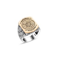 925 Silver Solomon Seal Ring For Men 