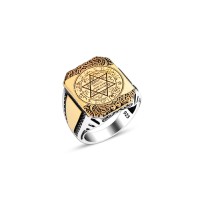 925 Silver Solomon Seal Ring For Men 