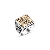 925 Silver Solomon Seal Ring For Men 