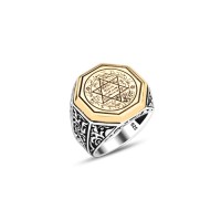 925 Silver Solomon Seal Ring For Men 