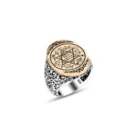 925 Silver Solomon Seal Ring For Men 