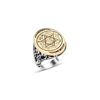 925 Silver Solomon Seal Ring For Men 