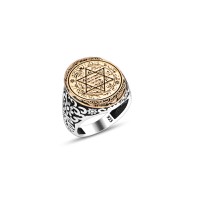 925 Silver Solomon Seal Ring For Men 