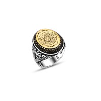 925 Silver Solomon Seal Ring For Men 