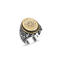 925 Silver Solomon Seal Ring For Men 