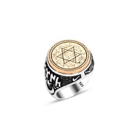 925 Silver Solomon Seal Ring For Men 