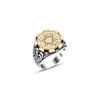 925 Silver Solomon Seal Ring For Men 