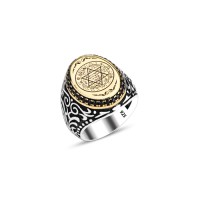 925 Silver Solomon Seal Ring For Men 