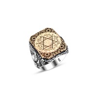 925 Silver Solomon Seal Ring For Men 