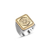 925 Silver Solomon Seal Ring For Men 