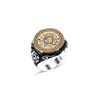 925 Silver Solomon Seal Ring For Men 