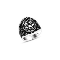 925 Silver Wolf Head Ring For Men