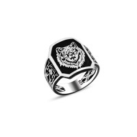 925 Silver Wolf Head Ring For Men 