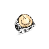 925 Silver Moon and Star Ring For Men 