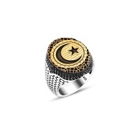 925 Silver Moon and Star Ring For Men 