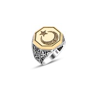 925 Silver Moon and Star Ring For Men 