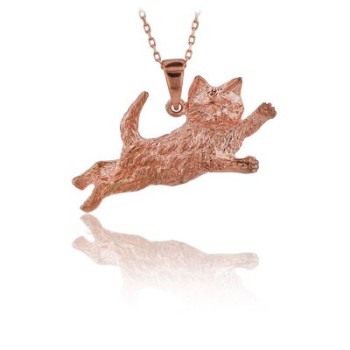 14K Gold Cat Necklace