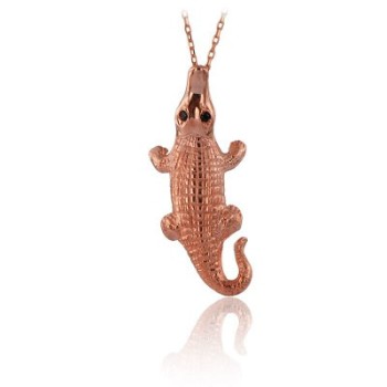 14K Gold Crocodile Necklace