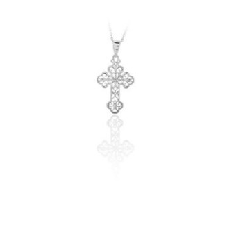 14K Solid Gold Cross Charm Necklace