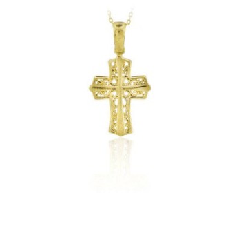 14K Solid Gold Cross Charm Necklace