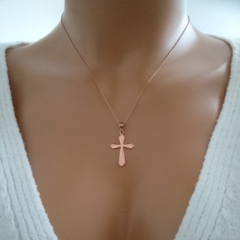 14K Solid Gold Cross Charm Necklace