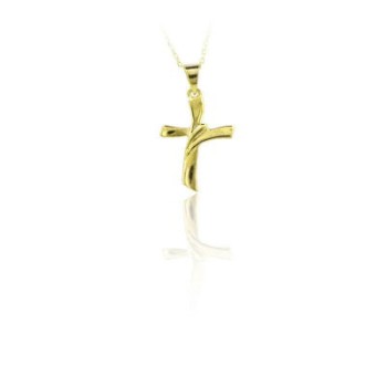 14K Solid Gold Cross Charm Necklace