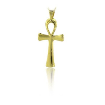 14K Solid Gold Cross Charm Necklace