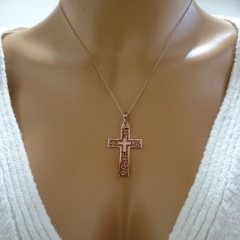 14K Solid Gold Cross Charm Necklace